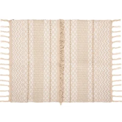 Atmosphera Tapis à franges imprimé coton beige L.90 x l.60 cm* Tapis Intérieur|Tapis Pour Chambre
