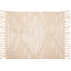 Atmosphera Tapis à franges imprimé coton beige L.90 x l.60 cm* Tapis Intérieur|Tapis Pour Chambre