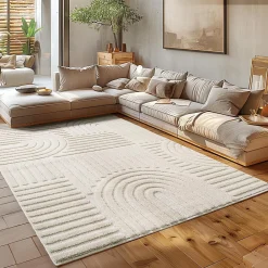 Best Studio Deco Tapis à relief Lena Crème 80x250cm
