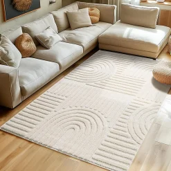 Best Studio Deco Tapis à relief Lena Crème 80x250cm