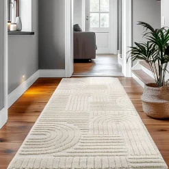 Best Studio Deco Tapis à relief Lena Crème 80x250cm