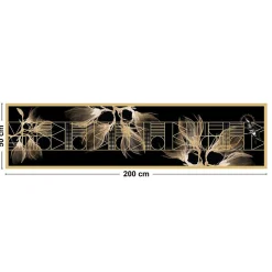 99DECO Tapis antidérapant - Boho Chic - vinyle - int./ext. - Noir - 50x200cm