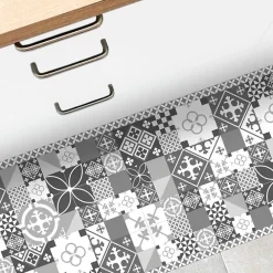 99DECO Tapis antidérapant - Ciment Style Dulce - vinyle - int./ext. - Bleu - 50x120cm* Tapis Pour Cuisine