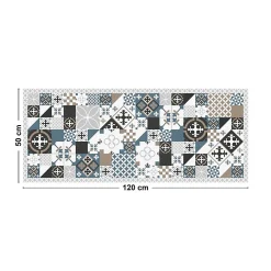 99DECO Tapis antidérapant - Ciment Style Dulce - vinyle - int./ext. - Bleu - 50x120cm* Tapis Pour Cuisine