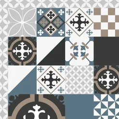 99DECO Tapis antidérapant - Ciment Style Dulce - vinyle - int./ext. - Bleu - 50x120cm* Tapis Pour Cuisine