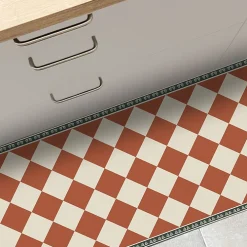 Discount 99Deco Tapis antidérapant - Rétro - vinyle - int./ext. - Rouge - 120x200cm