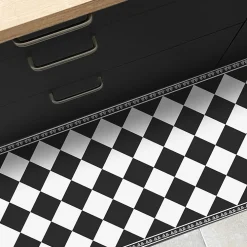99Deco Tapis antidérapant - Rétro - vinyle - int./ext. - Noir - 50x200cm* Tapis Pour Cuisine