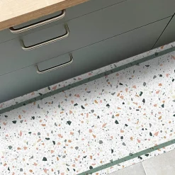 Hot 99DECO Tapis antidérapant - Terrazzo - vinyle - int./ext. - Multicolore - 50x200cm
