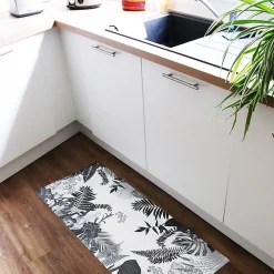 Discount 99DECO Tapis antidérapant - Végétal - vinyle - int./ext. - Noir - 50x120cm
