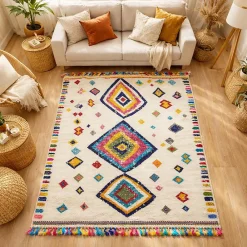 Unamourdetapis Tapis berbère tissé motif ethnic LYN5 OURIKA F, ivoire* Tapis Persan Et Berbère|Tapis Pour Salon