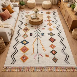 Unamourdetapis Tapis berbère tissé motif ethnic LYN5 OURIKA E, ivoire* Tapis Persan Et Berbère|Tapis Pour Salon