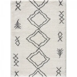Sale Unamourdetapis Tapis berbère tissé motif ethnic LYN4 DOUX 3, crème, gris foncé