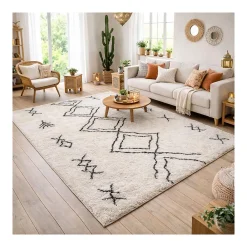 Discount Unamourdetapis Tapis berbère tissé motif ethnic LYN4 DOUX 3, crème, gris foncé