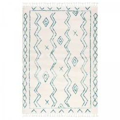 Sale Unamourdetapis Tapis berbère tissé motif ethnic LYN5 MADIDA, crème, turquoise