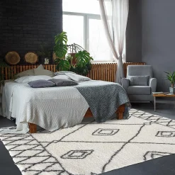 Unamourdetapis Tapis berbère tissé motif ethnic LYN4 DOUX 2, crème, gris foncé* Tapis Persan Et Berbère|Tapis Pour Salon