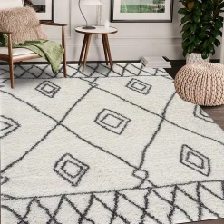 Discount Unamourdetapis Tapis berbère tissé motif ethnic LYN4 DOUX 2, crème, gris foncé