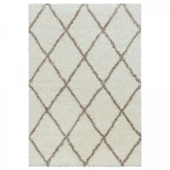 Unamourdetapis Tapis berbère tissé motif losange SHAGGY A, Crème