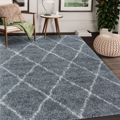 Unamourdetapis Tapis berbère tissé motif losange SHAGGY A, Gris* Tapis Persan Et Berbère