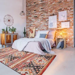 Unamourdetapis Tapis berbère tissé motif saharien CLARK 5, rouge, jaune, gris* Tapis Persan Et Berbère