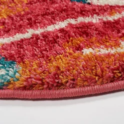 Unamourdetapis Tapis berbère tissé motifs tribaux LYN5 OURIKA B, bleu, jaune, rose, orange, blanc* Tapis Persan Et Berbère