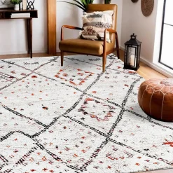 Unamourdetapis Tapis berbère tissé motifs tribaux LYN8 MORA, Crème, orange, noir* Tapis Persan Et Berbère