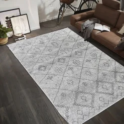 Unamourdetapis Tapis berbère tissé motifs tribaux SAUTUL, crème, gris* Tapis Persan Et Berbère