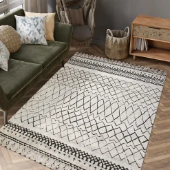 Unamourdetapis Tapis berbère tissé motifs tribaux LYN8 MABAL, Écru, noir* Tapis Persan Et Berbère