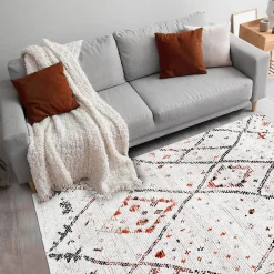 Unamourdetapis Tapis berbère tissé motifs tribaux LYN8 MORA, Crème, orange, noir* Tapis Persan Et Berbère|Tapis Pour Chambre