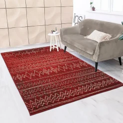 Unamourdetapis Tapis berbère tissé motifs tribaux LYN1 BERBI, rouge* Tapis Persan Et Berbère