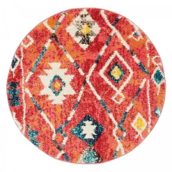 Unamourdetapis Tapis berbère tissé motifs tribaux LYN5 OURIKA B, bleu, jaune, rose, orange, blanc* Tapis Persan Et Berbère