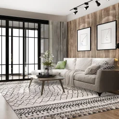 Unamourdetapis Tapis berbère tissé motifs tribaux LYN8 MABAL, Écru, noir* Tapis Persan Et Berbère