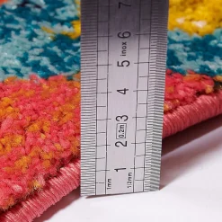 Unamourdetapis Tapis berbère tissé motifs tribaux LYN5 OURIKA B, bleu, jaune, rose, orange, blanc* Tapis Persan Et Berbère