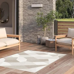 GoodHome Tapis Burbridge beige L.170 x L.120 cm* Tapis Intérieur|Tapis Pour Chambre