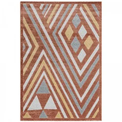 Outlet Unamourdetapis Tapis chambre tissé motif ethnique SOLGA A, orange, gris, jaune