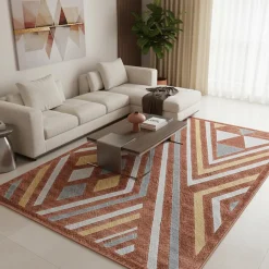 Outlet Unamourdetapis Tapis chambre tissé motif ethnique SOLGA A, orange, gris, jaune