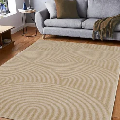 New Unamourdetapis Tapis chambre tissé motif géométrique CEROTEA, beige