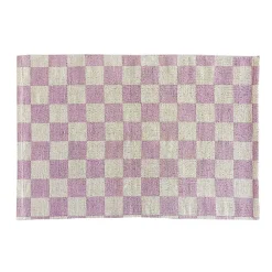Ornami Tapis damier Lirette vieux rose, beige L.90 x l.60cm* Tapis Pour Chambre|Tapis Intérieur