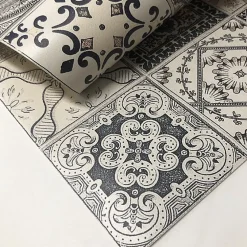 Crearreda Tapis de Cuisine antidérapant en Vinyle Carreaux à Effet Vintage 50x180 cm* Tapis Pour Cuisine