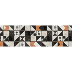 Crearreda Tapis de Cuisine antidérapant en Vinyle Noir et Blanc Vintage 50x180* Tapis Pour Cuisine