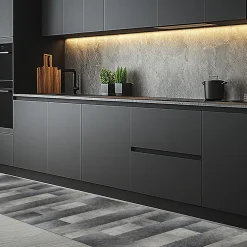 Crearreda Tapis de Cuisine antidérapant en Vinyle Rectangles Sombres 50x240