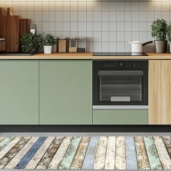 Crearreda Tapis de Cuisine antidérapant en Vinyle Bois Rustique 50x240* Tapis Pour Cuisine