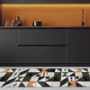 Crearreda Tapis de Cuisine antidérapant en Vinyle Noir et Blanc Vintage 50x120* Tapis Pour Cuisine