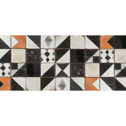Crearreda Tapis de Cuisine antidérapant en Vinyle Noir et Blanc Vintage 50x120* Tapis Pour Cuisine