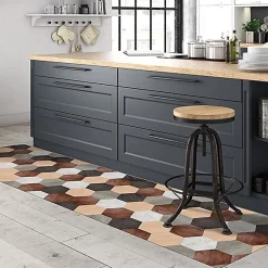 Crearreda Tapis de Cuisine antidérapant en Vinyle Fantaisie de Bois 50x240 cm* Tapis Pour Cuisine
