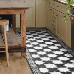 Crearreda Tapis de Cuisine antidérapant en Vinyle Marbre en Damier 50x180 cm* Tapis Pour Cuisine