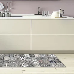 Crearreda Tapis de Cuisine antidérapant en Vinyle Carreaux à Effet Vintage 50x240 cm