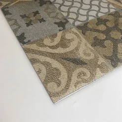 Crearreda Tapis de Cuisine en Vinyle Antidérapant Carreaux de Ciment Orange 50x180* Tapis Pour Cuisine