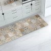 Crearreda Tapis de Cuisine en Vinyle Antidérapant Carreaux de Ciment Orange 50x120* Tapis Pour Cuisine
