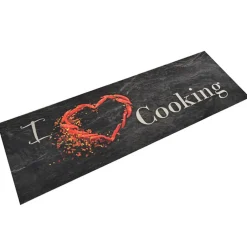 Vidaxl Tapis de cuisine lavable impression cuisine noir 60x180 cm* Tapis D'Entrée Et Paillasson