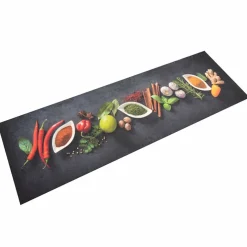 Vidaxl Tapis de cuisine lavable impression d épices 60x180 cm velours* Tapis Pour Cuisine